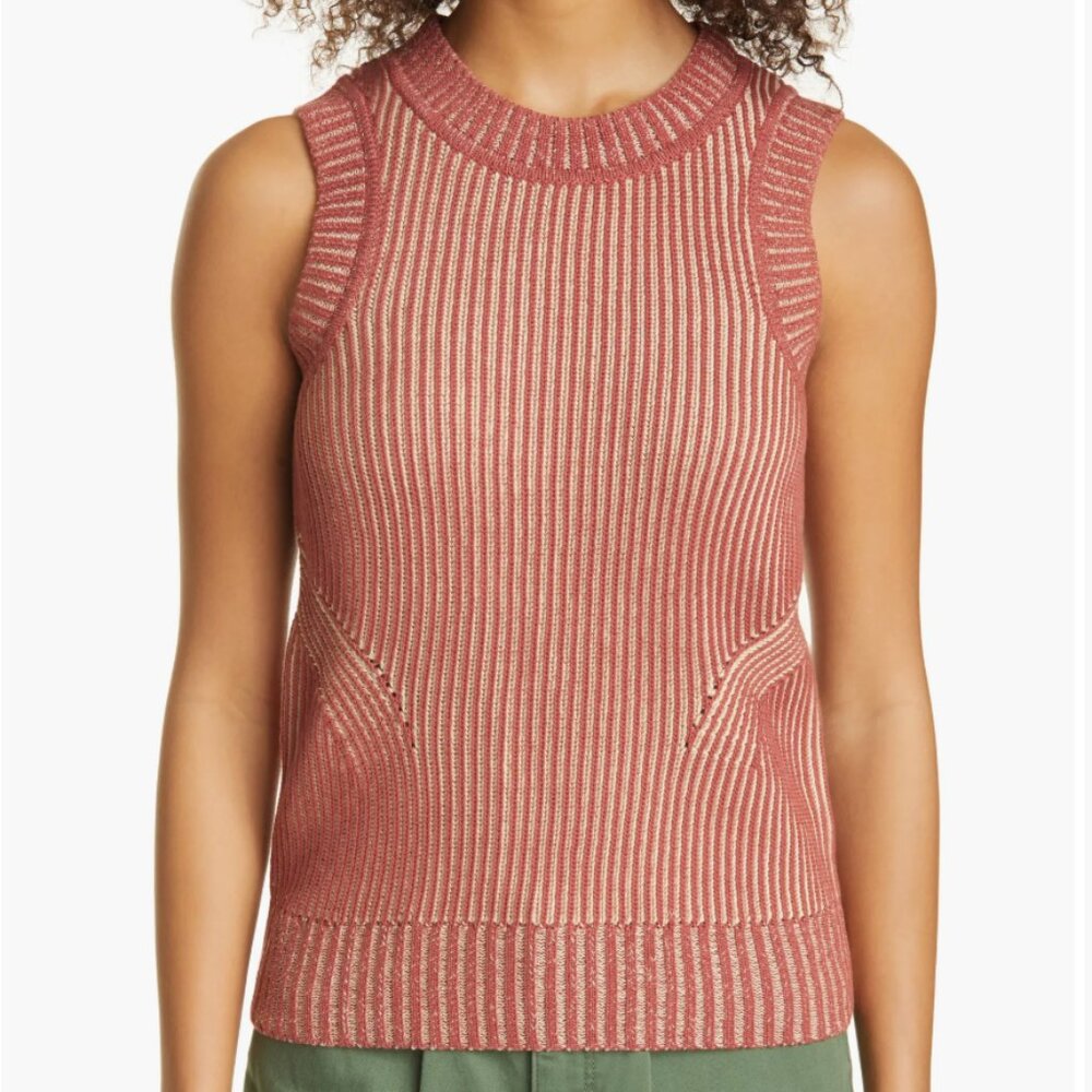 Nicole Miller Sleeveless Plaited Cotton Sweater